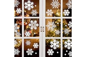 VDSOW Etiquetas engomadas de la ventana de la Navidad, 96 etiquetas engomadas de la ventana de los copos de nieve de la Navidad con las etiquetas engomadas de la ventana de la Feliz Navidad