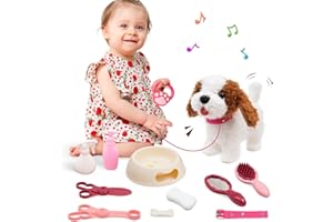 Arkyomi Zabawka dla dzieci, biegnący pies ze smyczą, która biegnie i szczeka, elektroniczna zabawka dla zwierząt domowych, interaktywna zabawka, zdalnie sterowany pies do zabawy z machaniem ogonem i