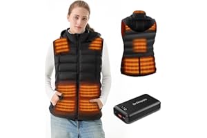 DR.PREPARE Women's Heated Gilet with Battery Pack Included, Lightweight Heating Vests with Hooded, Electric Warming Jacket for Outdoor