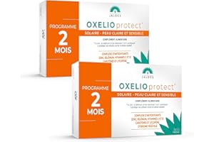 LABORATOIRE JALDES LES ACTIFS ESSENTIELS DE VOTRE SANTÉ OXELIO PROTECT Lot de 2X60 Capsules | Solaire | Peaux Claires, Sensibles, Réactives | Préparer à l’Exposition au Soleil et Sublimer son Été | Caroténoïdes Naturels, Vitamines et Minéraux | JALDES