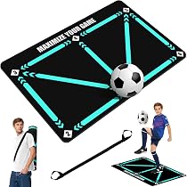 DAJASD Tapis D’entraînement Football 60x40 Cm – Antidérapant, Silicone – Pour Dribble Et Contrôle – Bleu/or