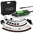 Ginour Rotary Tool Kit 200W Rotary Multi Tool 6 Variable Speed 8000-35000RPM with Keyless Chuck and Flex Shaft, 135pcs Accessories Set for DIY Craft, Engraving, Cutting, Sanding, Polishing