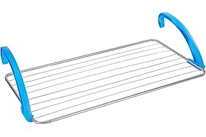 Casabriko 44910 Stendibiancheria da Balcone, Acciaio e Resina, Bianco/Azzurro, 105x55x4.5 cm