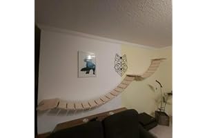 Medikratz Set completo di pareti da arrampicata per gatti; ponte da appendere per gatti di grandi dimensioni con piedistallo da parete adatto anche per gatti di grandi dimensioni