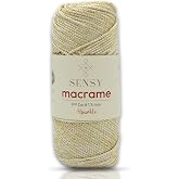 Premium 1,5 mm Sparkle Polyester Simli Makrome İpliği 100 Gr Supla İpliği ve &Ccedil;anta İpi Polyester İpi (Ekru)