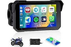 CarPlay Screen for Motorcycle,Portable Wireless Carplay/Android Auto for Motorcycle,5 inch IPS Waterproof Portable Radio GPS Display for Motorbike with Bluetooth,TF Port
