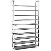SONGMICS 10 Katlı Ayakkabı Rafı, 100x29x175 CM, Siyah, LSR10H