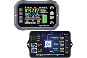 Koolertron Voltmeter Coulometer Battery Monitor with Shunt 100A 0-120V 2.4inch Display Wireless Voltage Current Meter for Car Motor Boat RV Motorhome Golf cart Solar System
