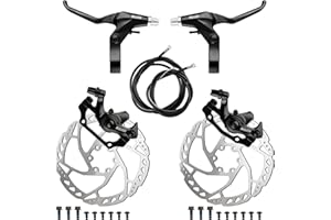 RUJOI Kit de Frein à Disque de vélo, étrier en Aluminium Avant et arrière, Levier de Frein de vélo en Alliage d'aluminium, Rotor de 160 mm, ajusteur de Plaquettes mécaniques