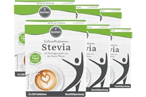 ‎BORCHERS BORCHERS Stevia Süßstofftabletten Nachfüllpack, Tafelsüße 6x 360 Tabletten, Stevia-Zucker-Mischung, kalorienarm, praktischer Spender, Süßungsmittel, Zuckeralternative
