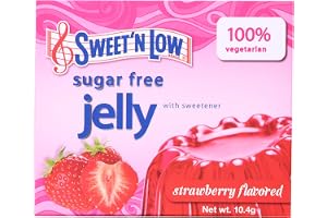 Sweet'N Low Sugar-Free Strawberry Flavored Jelly Mix, 10.4g - Low Calorie Gelatin Dessert, 100% Vegetarian & Diabetic Friendly, Quick Set Cherry Gelatin for Kids and Adults