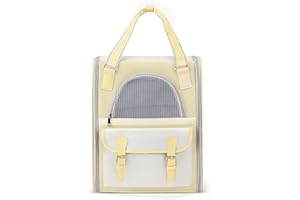 ALLSOPETS Mochila Transportín Perro Gatos Mochila Transportín Mascota para Gatos y Perros Pequeños Mochilas portaperros con Correa de Seguridad Interior para Viajar Amarillo