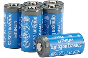 Amazon Basics 6-Pack Non-Rechargeable CR123A Lithium Batteries, 3 Volt, Up to 10-Year Shelf Life