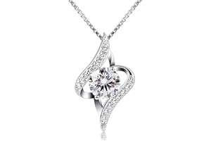 B.Catcher Women Necklace 925 Sterling Silver Necklace Cubic Zirconia Pendant, 18"