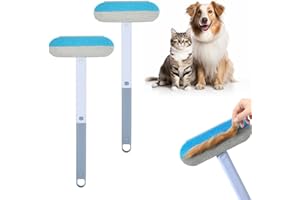 ASTRALONG 2 Pezzi Spazzola Togli Peli Animali 4 in 1, Rimuovi Peli Riutilizzabile con Manico Lungo per Gatti e Cani, Leva Peli per Divano, Tappeti, Vestiti, Auto, Vetro, Letto