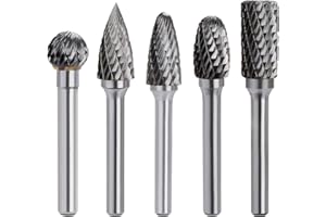 BIGP 5 Stück Hartmetall Frässtifte Set, Hartmetallfräser mit Doppelschnitt, 6mm Schaft Hartmetall Rotary Frässet Frässtifte für Holz Gravieren, Schleifen, Schnitzen, Metallpolieren, Bohren