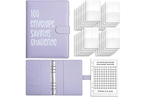 SHIXPIOV 100 envelope saving challenge book,geldsparmappe,sparen organizer geld,booklet sparbuch für geld challenge,spar challenge buch 100 tage umschlag,geld sparen challenge 5000 10.000 euro(Helllila)