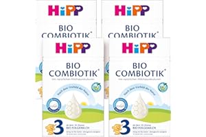 ‎HIPP HiPP 3 Bio Combiotik (4 x 600g), Folgemilch ab 10. Monat, mit natürlichen Milchsäurekulturen, Vitamine C und D, GOS, Omega-3 (DHA, ALA), in bester Bio-Qualität