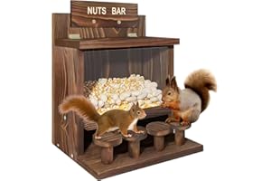 AYYDS Eichhörnchen Futterhaus aus Holz, Eichhörnchen Futterstation Wetterfest & Unbehandelt, Stabiles Eichhörnchenfutterstation aus Verschraubtem mit Sitzplattformen