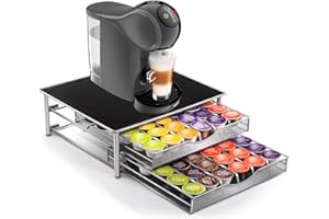 Masthome Porte Capsule Dolce Gusto 72 PCs, 2 Tiroirs de Rangement Dosettes avec Support de Machine à Café, Distributeur Capsules pour La Maison, Bureau, Café, Envoyer 1 Chiffon de Nettoyage