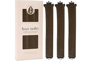 LECTNORE 3PCS Heatless Hair Curling Rod & Headband Set for No-Heat Overnight Curls - Long Hair Styling (Brown-Boxed)