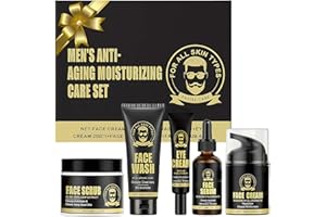 ELIISKINN Men’s Anti-Aging Skincare Set: Face Wash, Scrub, Day/Night Moisturizer, Eye Cream & Anti-Wrinkle Serum - Gift-Ready Skincare Kit for Men - Combat Fine Lines & Revitalize Skin