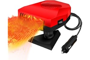 Qweidown Chauffage de Voiture, 12V 150W 2in1 Dégivreurs pour Pare-Brise Auto, Protable d'hiver Chauffage Voiture De Refroidissement, avec Prise Allume-Cigare de Pare-Brise Rotatif à 360 degrés