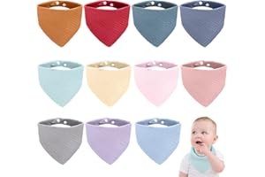 Ronronner Baberos Bebe Bandanas con Ajustables Botón a Presión,100% Algodón Orgánico,Suave & Absorbente,Baberos Drool para Niños Niñas