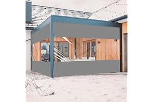 ‎EZCASCH Ezcasch 2.25x3m Plane mit Ösen Wasserdicht Transparent - Outdoor 0.45mm Plane Durchsichtig Winddicht Pavillonplane Klarsicht Schutzplane für Pergola Veranda Gazebo (Höhe x Breite, Grau)