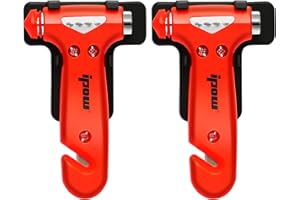 ipow 2 Stück Nothammer Notfallhammer Auto mit Gurtschneider Notfall Hammer Scheibe Auto Fenster-Hammer Sicherheitshammer Set für Bus, KFZ, PKW usw.