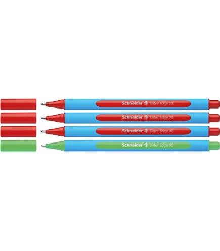 Schneider Slider Edge XB - Lot De 4 Stylos Bille à Pointe Large, écriture Fluide, Corps Caoutchouté, Sans Capuchon - 7