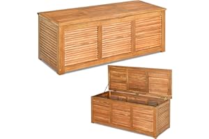 COSTWAY Baule da Giardino 178L, Cassapanca Contenitore in Legno di Acacia con Coperchio e Maniglia, Panca Contenitore per Interni e Esterni, 120,5 x 44,5 x 44,5 cm (Modello 1)