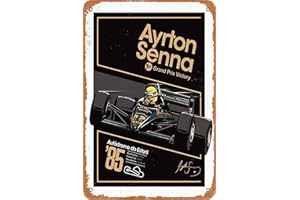 OSONA Racing Series Illustration Ayrton Senna Grand Prix Victory Rétro nostalgique Art traditionnel rouille couleur étain Logo publicité frappante décoration murale cadeau