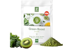 GREENORA Polvere di Spirulina, Spinaci, Zenzero, Cavolo Riccio, Mango e Kiwi per Smoothie. Frutta e Verdura Liofilizzata 100% Naturale. Vegan. 300g