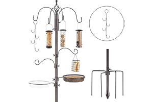 Urban Deco Deluxe Vogelfütterungsstation Kit Vogelhäuschen Pole Wildvogelhäuschen Hängekit Pflanzer Kleiderbügel Multi Feeder Hängen mit Metall Suet Feeder Vogelbad zum Anziehen von Wildvögeln
