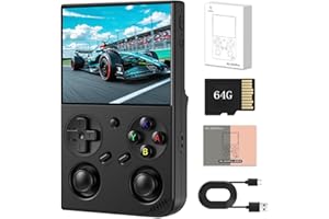 GATBGEFU RG35XX Pro Retro Handheld Spielkonsole, 3,5 "IPS Bildschirm Tragbare Video Spiel Konsole, gebaut in 64g Karte & 4435 Spiele, Linux System Unterstützung WiFi Bluetooth (schwarz,64G)