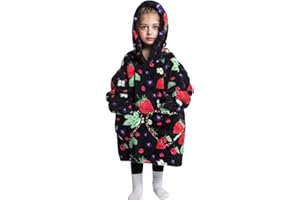 JOREAY Kids Oversized Blanket Hoodie, Little Girls Boys Snuggle Fleece Hooded Wearable Blanket, Fluffy Giant Sweatshirt for Toddler