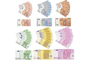 JOKILY 120 Stück Euro Money to Play, Prop Money Copy Money, Euro Full Print Old Style Copy Spielgeld Scheine Print, Spielgeld Euro Scheine, Money Cash Toy Fake Money Party Pretend Casino Accessories