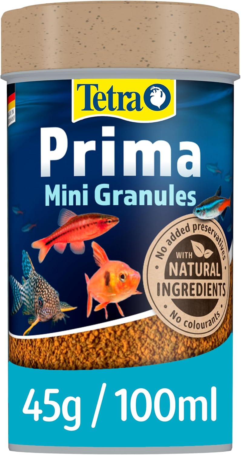 Tetra Prima Fish Food Mini Granules, Complete Food for Small Mid-Water and Bottom-Feeding Fish, 100 ml