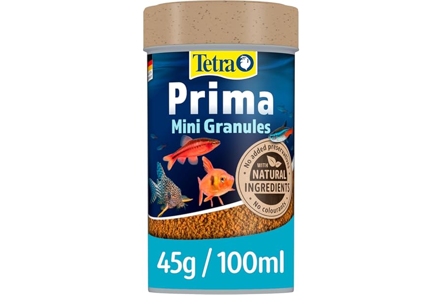 Tetra Prima Fish Food Mini Granules, Complete Food for Small Mid-Water and Bottom-Feeding Fish, 100 ml