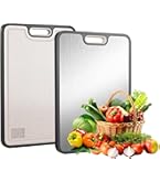 304 Edelstahl Schneidebrett Doppelseitig - Weizenstroh & Edelstahl Für Fleisch & Gemüse