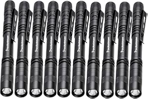 POCKETMAN LED Penlight Flashlight Small Flashlight Pocket-Size Pen Torch with Clip for Lighting (10 Pack)