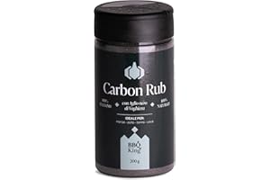 BBQ KING SPICES ARE ALWAYS THE SECRET BBQ KING - Carbon Rub Confezione da 200 Gr, Dry Rub Bbq per Manzo Ideale per Barbecue e Grill, Set Spezie Cucina 100% Made in Italy, Miscela di Spezie per Carni quali Manzo, Agnello e Pollo