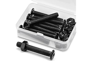 MINHER 8 Juegos M8 x 40mm Kit de Pernos y Tuercas de Cabeza Hueca Hexagonal Redonda Plana 304 Acero Inoxidable Óxido Negro, Tornillos Para Muebles