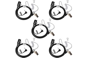 HYS Walkie Talkie słuchawki douszne kompatybilne z Motorola TLKR-T60, T61, T62, T80, T81, T82, T-92, H2O, T80 Extreme, 2,5 mm, 1-biegunowe, zestaw słuchawkowy bezpieczeństwa z mikrofonem (5 sztuk)