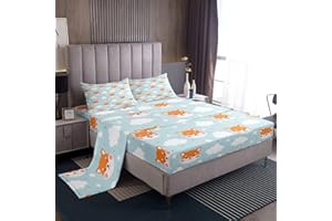 LOUSSIESD Carino Corgi Set di lenzuola per cani cartone animato lenzuola per bambini ragazzi ragazze kawaii animale letto set morbido microfibra lenzuola King Size