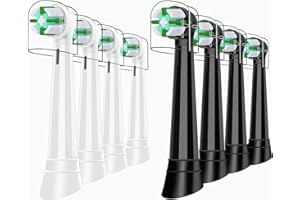 KISSTTA 8 Pack iO Brush Heads Compatible with Oral B iO Toothbrush Head, for Oral B iO 2 3 4 5 6 7 8 9 10 Series Electric Toothbrushes, Dense Bristles Effectively Remove Plaque, Black/White