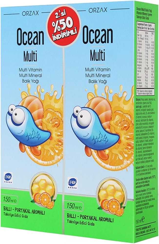 Ocean Multi Balık Yağı Şurup Ballı Portakallı 150 ml 2'li Paket P10945