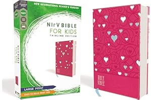 NIrV, Bible for Kids, Large Print, Leathersoft, Pink, Comfort Print: Thinline Edition