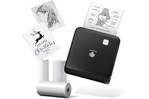 Phomemo M02-Pro 300DPI Mini Thermal Printer, Inkless Sticker Printer Bluetooth for Smartphone, Portable Mini Printer Compatible With 15,25,50mm Label, for Notes,Study,Scrapbooking,Photos(With 3 Rolls)